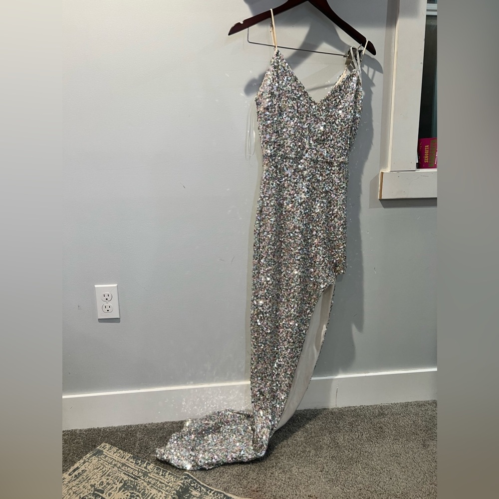 Silver Sequin Prom Dress